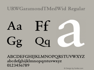 URWGaramondTMedWid Regular Version 001.005 Font Sample