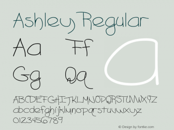 Ashley Regular Version 001.003 Font Sample