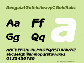 BenguiatGothicHeavyC BoldItalic Version 001.000 Font Sample