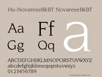 Hu-NovareseBkBT NovareseBkBT Version 001.000 Font Sample