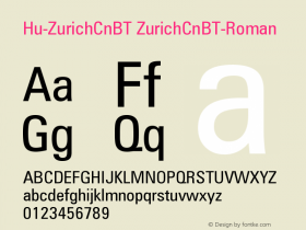 Hu-ZurichCnBT ZurichCnBT-Roman Version 001.000 Font Sample