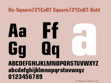 Hu-Square721CnBT Square721CnBT-Bold Version 001.000 Font Sample