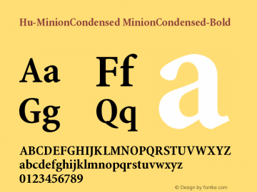 Hu-MinionCondensed MinionCondensed-Bold Version 001.000 Font Sample