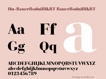 Hu-BauerBodniBlkBT BauerBodniBlkBT Version 001.000 Font Sample