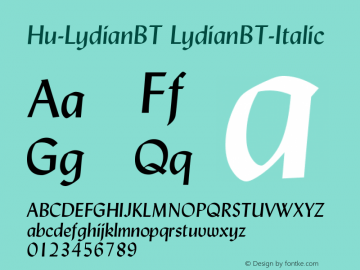 Hu-LydianBT LydianBT-Italic Version 001.000图片样张