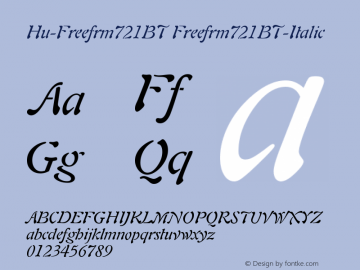 Hu-Freefrm721BT Freefrm721BT-Italic Version 001.000 Font Sample