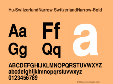 Hu-SwitzerlandNarrow SwitzerlandNarrow-Bold Version 001.000 Font Sample