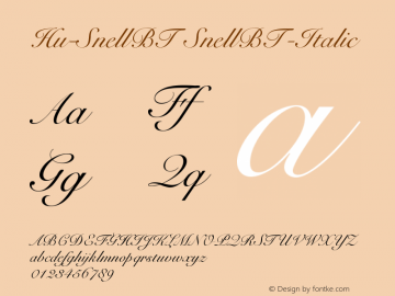 Hu-SnellBT SnellBT-Italic Version 001.000 Font Sample