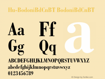 Hu-BodoniBdCnBT BodoniBdCnBT Version 001.000 Font Sample