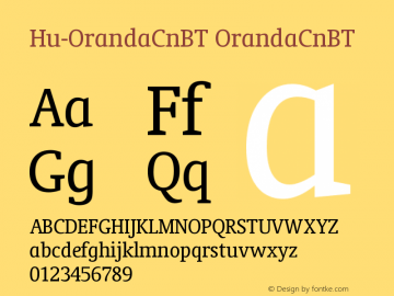 Hu-OrandaCnBT OrandaCnBT Version 001.000 Font Sample