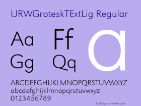 URWGroteskTExtLig Regular Version 001.005 Font Sample