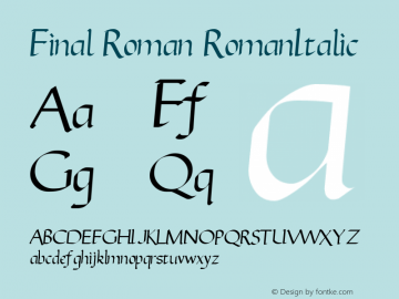 Final Roman RomanItalic Version 1.000 Font Sample