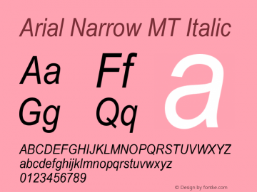 Arial Narrow MT Italic Version 001.002图片样张