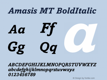 Amasis MT BoldItalic Version 0 Font Sample