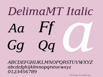 DelimaMT Italic Version 001.003图片样张