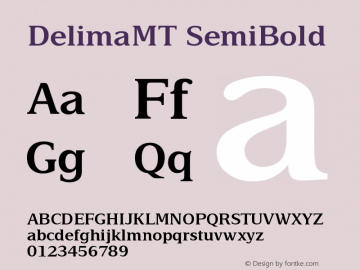 DelimaMT SemiBold Version 001.003 Font Sample