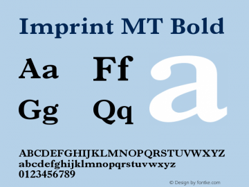 Imprint MT Bold Version 001.003 Font Sample