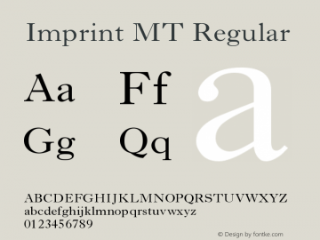 Imprint MT Regular Version 001.003 Font Sample