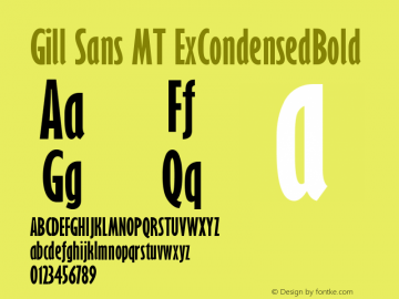 Gill Sans MT ExCondensedBold Version 001.003图片样张