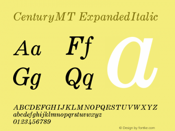 CenturyMT ExpandedItalic Version 001.002图片样张