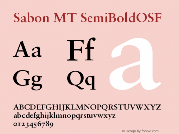 Sabon MT SemiBoldOSF Version 001.001 Font Sample