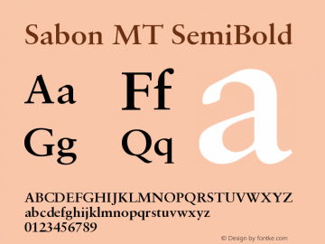 Sabon MT SemiBold Version 001.003图片样张