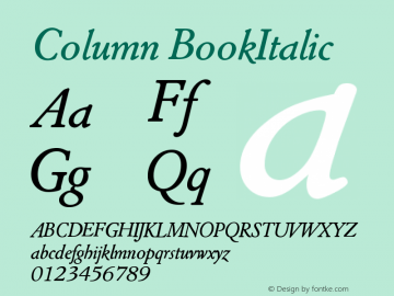 Column BookItalic Version 001.000 Font Sample