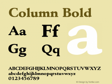 Column Bold Version 001.000 Font Sample