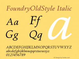 FoundryOldStyle Italic 001.000 Font Sample