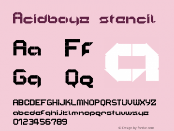 Acidboyz stencil Version 001.000 Font Sample