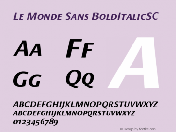 Le Monde Sans BoldItalicSC Version 001.000 Font Sample