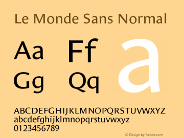 Le Monde Sans Normal Version 001.000 Font Sample