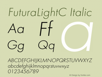 FuturaLightC Italic OTF 1.0;PS 001.000;Core 116;AOCW 1.0 161图片样张