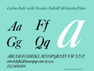 Caslon Italic with Swashes ItalicWithSwashesPlain Version 1.0图片样张