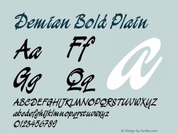 Demian Bold Plain Version 001.000 Font Sample