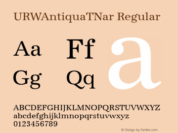 URWAntiquaTNar Regular Version 001.005 Font Sample