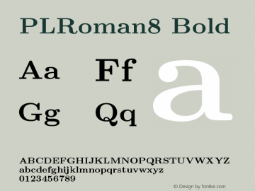 PLRoman8 Bold Version 1.11 Font Sample