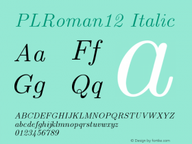 PLRoman12 Italic Version 1.11图片样张