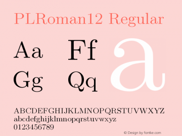 PLRoman12 Regular Version 1.11 Font Sample