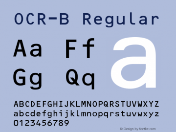 OCR-B Regular Version 1.00 Font Sample