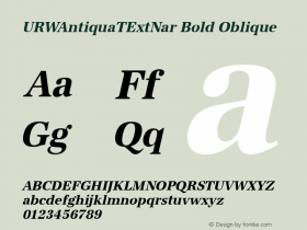 URWAntiquaTExtNar Bold Oblique Version 001.005 Font Sample