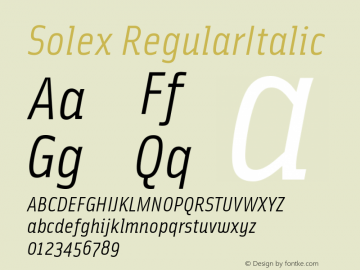 Solex RegularItalic Version 001.000图片样张