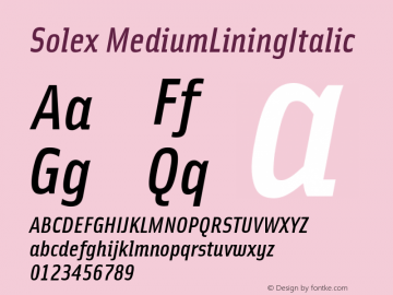 Solex MediumLiningItalic Version 001.000图片样张