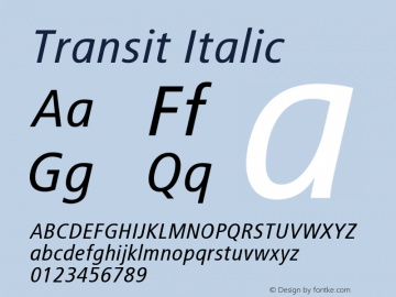 Transit Italic Version 001.000 Font Sample