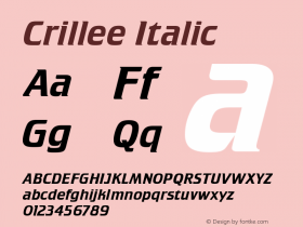 Crillee Italic Version 1.0 Font Sample