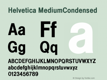 Helvetica MediumCondensed Version 1.0 Font Sample