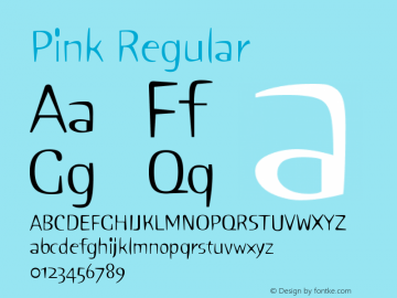 Pink Regular Version 1.0 Font Sample