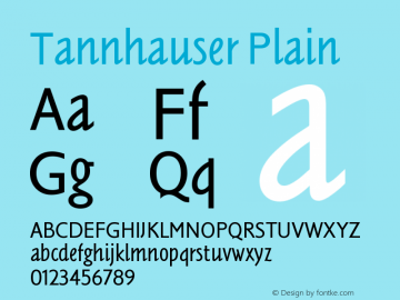 Tannhauser Plain Version 1.0 Font Sample