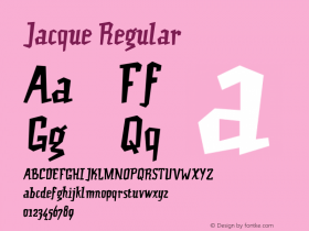 Jacque Regular Version 001.001 Font Sample