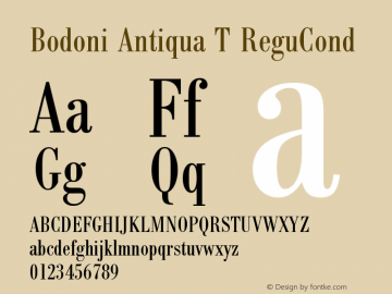 Bodoni Antiqua T ReguCond Version 001.005 Font Sample
